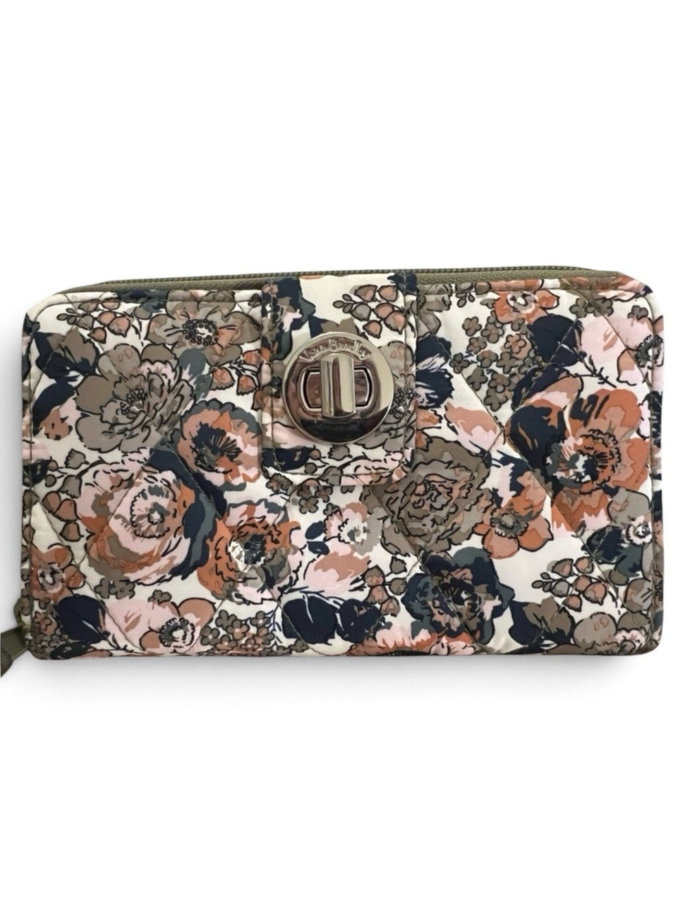 Vera Bradley Exuberant Floral Sage Ultralight RFID Turnlock Accordion Wallet